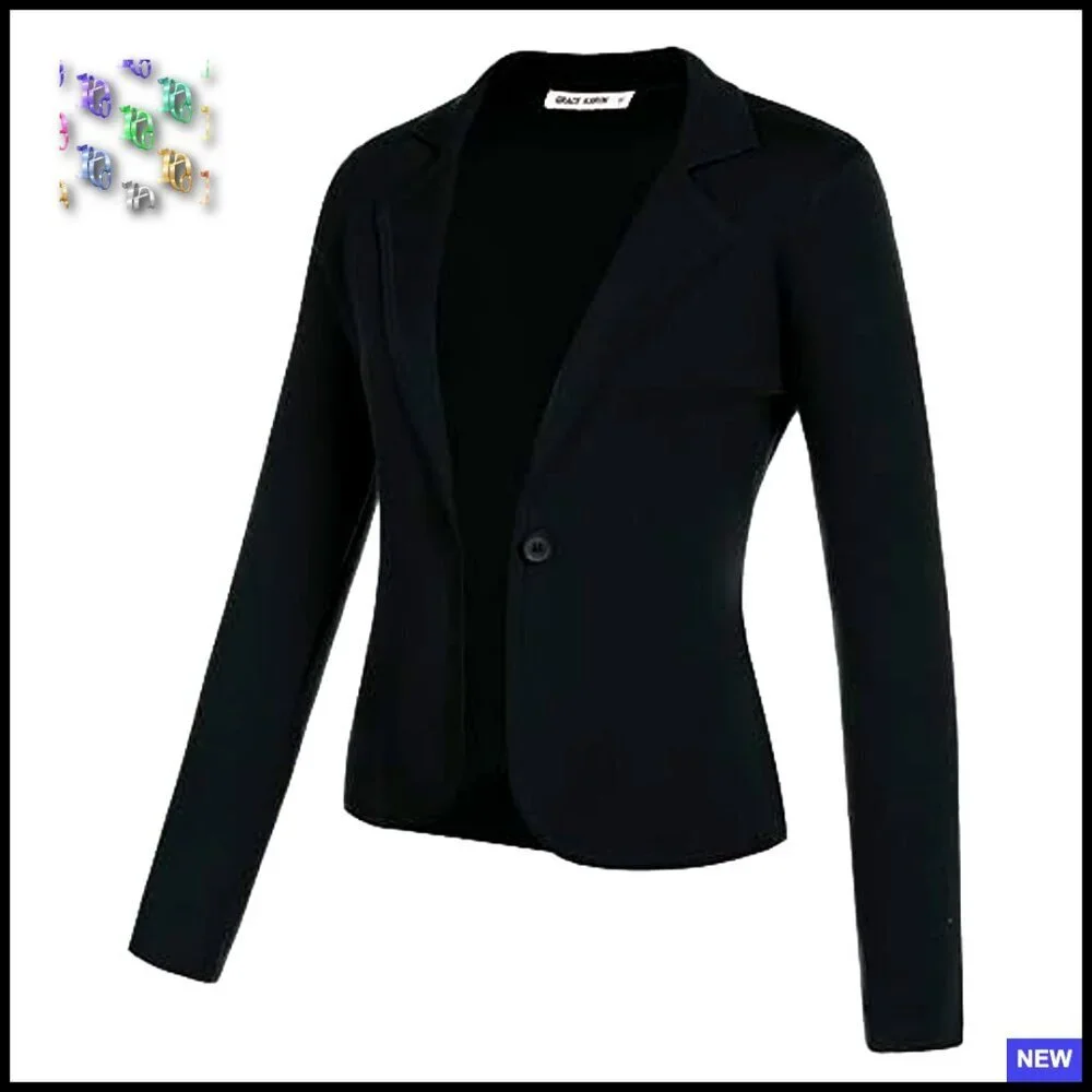 Cropped Knit Blazer Lightweight Button Front Casual Work Chic Sweater Jacket - Picture 6 of 7